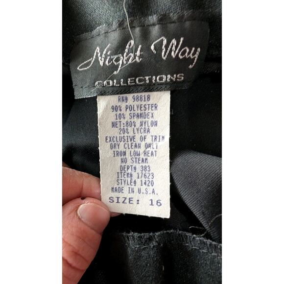 Night Way Colections VTG Womens Black Maxi Velvet Dress Size 16 Whimsigoth Sheer - Picture 6 of 6